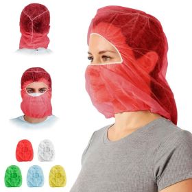 Disposable Hood Caps One Size, Pack of 100 Red Disposable Bouffant Hoods with Elastic Bands, Breathable Polypropylene Hoods, Unisex Disposable Hoods
