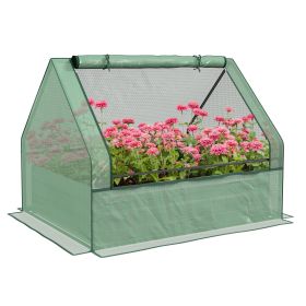Outsunny Raised Garden Bed with Mini Greenhouse, Galvanized Outdoor Planter Box with Cover, for Herbs and Vegetables, Use for Patio, Garden, Balcony