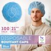 Disposable Hair Covers for Nurses 21'', Pack of 100 Blue Disposable Hair Cap Medical Polypropylene