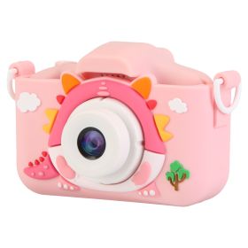 Pink-Blue Options -- 1Pc Dinosaur Kids Selfie Camera Cartoon Camera 48MP 1080P HD Digital Camera With Cartoon Case Card Reader 32G MMC Card For B (Color: Pink)