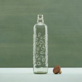 Bubbles Glass Water Bottle With Wooden Stopper-750 Ml (Option: Clear)