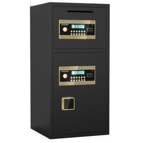 Large Double-door Coin-operated Safe,Digital Security Safe With Fireproof And Waterproof Bag,6.0 Cubic Feet Safe Box With Hidden Code Function Fo (Color: Black)