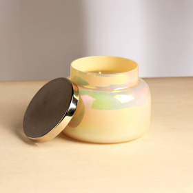Scented Wax Candle Jar With Lid- Pastel Yellow (Color: Yellow)