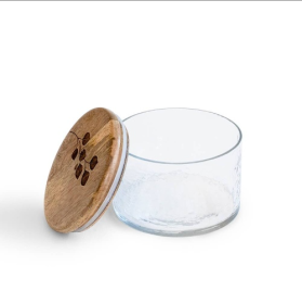 Leaf Branch Glass Jar With Wooden Lid (Option: 1PC)