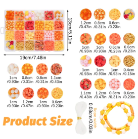 1510 Pcs Fall Bracelets Beads Kit With 24 Grid Storage Box Maple Leaf Pumpkin Star Shaped Clay Beads For Jewelry Making Beads Heishi Beads For DI (Color: Orange)