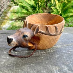 Hand Carved Cup Scandinavian Kuksa Wooden Mug Camping Gear Coffee Cup Kuksa Guksi Kuksa Wild Boar Cups Christmas (Option: 7style)