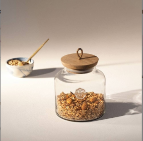 Madin Glass Jar With Wooden Lid - Elegant Storage Container For Kitchen & Home-700ml (Option: Eggshell)