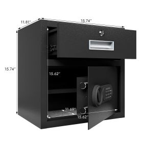 Steel Security Safe And Lock Box With Electronic Keypad - Secure Cash, Jewelry, ID Documents, Black, 1.69Cubic Feet (Option: Strongbox)
