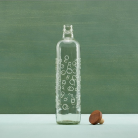 Bubbles Glass Water Bottle With Wooden Stopper (Option: 1PC)